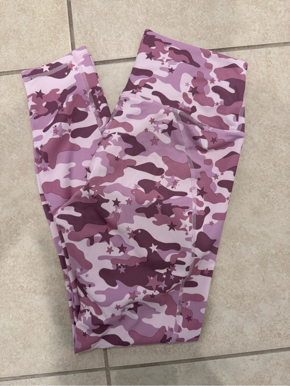 Fabletics Pink & Mauve Camo Leggings